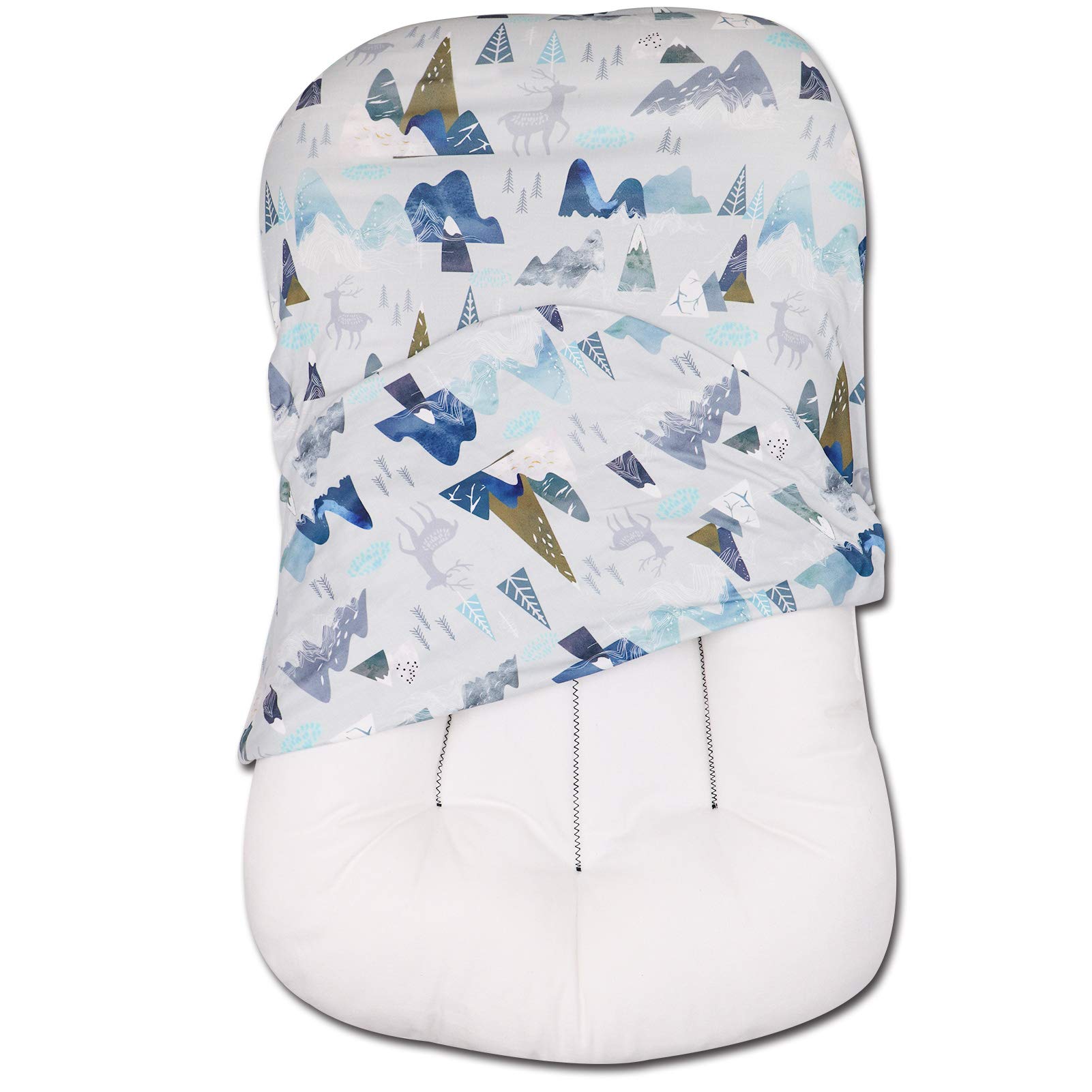SWESEN Baby Lounger Cover Ultra Soft Slipcover for Newborns Boys Girls Snug Fitting Design Adventure Mountains