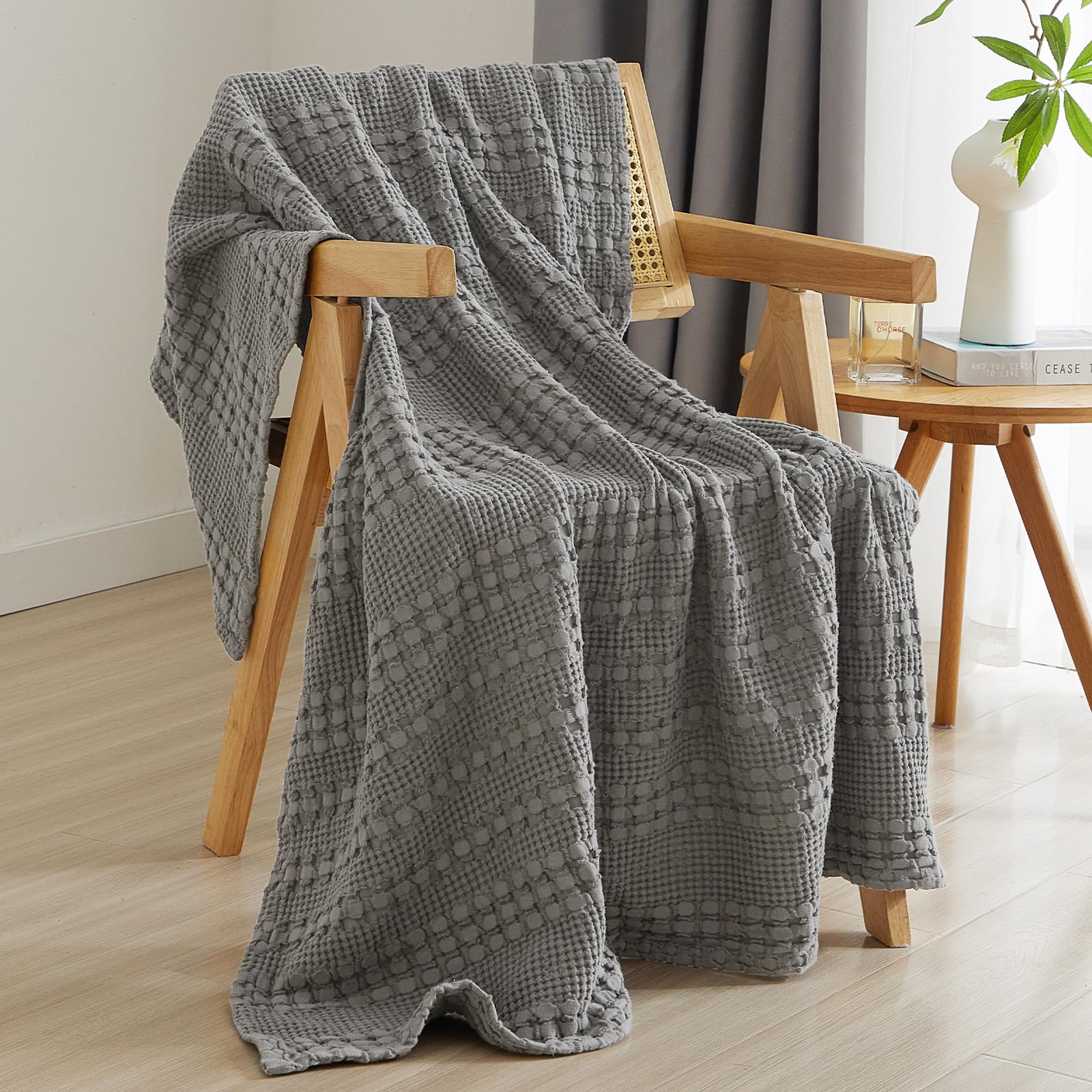 PHF 100% Cotton Waffle Weave Throw Blanket for Home Decor & Office
PHF Soft Lightweight Breathable Cozy Summer Throws fo